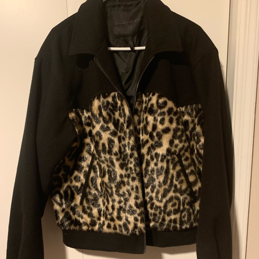 Heart and dagger cheetah print bomber jacket